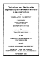 Die invloed van Skriftuurlike beginsels op doeltreffende bestuur in openbare skole