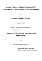 A case study of a quality management system for a professional services company