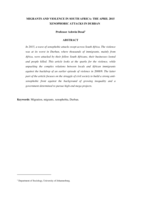 Migrants and violence in South Africa : the April 2015 xenophobic attacks in Durban