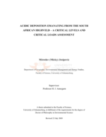 Acidic deposition emanating from the South African Highveld: a critical levels and critical loads assessment
