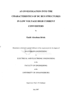 An investigation into the characteristics of DC bus structures in low voltage high current converters