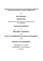 An investigation on the effects of high speed machining on the surface integrity of grade 4 titanium alloy