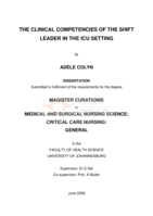 The clinical competencies of the shift leader in the ICU setting