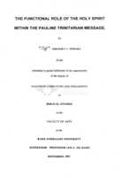 The functional role of the holy spirit within the Pauline Trinitarian message