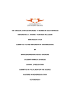 The unequal status afforded to women in South African universities : a journey towards inclusion