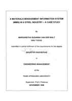 A materials management information system (MMIS) in a steel industry