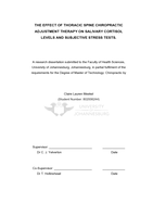 The effect of thoracic spine chiropractic adjustment therapy on salivary cortisol levels and subjective stress tests