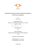 Organisation-professional conflict of industrial psychologists in South African organisations