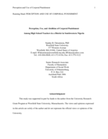 Perception, use, and abolition of Corporal Punishment  among High School Teachers in a district in Southwestern Nigeria