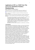 Application of JIT as a TQM Tool: The Case of an Aluminium Foundary Manufacturing