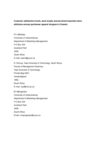 Customer satisfaction levels, store loyalty and perceived important store attributes among sportswear apparel shoppers in Soweto