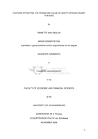 Factors affecting the perceived value of South African rugby players
