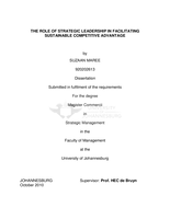 The role of strategic leadership in facilitating sustainable competitive advantage