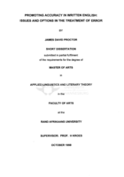 Promoting accuracy in written English : issues and options in the treatment of error