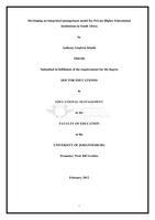 Developing an integrated management model for Private Higher Educational Institutions in South Africa