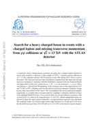 Search for a heavy charged boson in events with a charged lepton and missing transverse momentum from p p collisions at p s = 13 TeV with the ATLAS detector