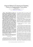 Proposed method of evaluating the eligibility criteria for supplementary assessments