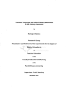 Teachers' language and critical literacy awareness in the history classroom