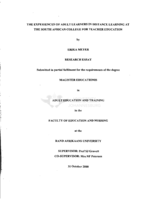 The experiences of adult learners in distance learning at the South African College for Teacher Education