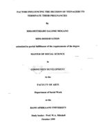 Factors influencing the decision of teenagers to terminate their pregnancies