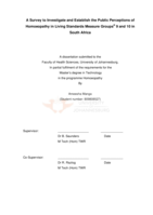 A survey to investigate and establish the public perceptions of homoeopathy in Living Standards Measure groups 9 and 10 in South Africa