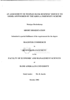 An assessment of Peoples Bank Business' service to SMME's sponsored by the Khula Indemnity Scheme