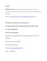 Intercultural communication in research interviews : accessing information from research participants from another culture