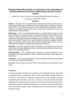 Employee Based Brand Equity : an exploration of the applicability of the Brand Resonance Pyramid in B2B financial services in South African