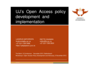 UJ’s Open Access policy development and implementation