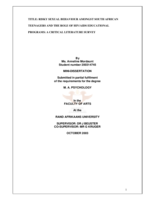 Risky sexual behaviour amongst South African teenagers and the role of HIV/AIDS educational programs: a critical literature survey