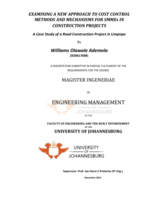 Examining a new approach to cost control methods and mechanisms for SMMEs in construction projects: a case study of a road construction project in Limpopo