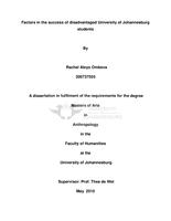 Factors in the success of disadvantaged University of Johannesburg students