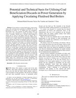 Potential and technical basis for utilising coal beneficiation discards in power generation by applying circulating fluidised bed boilers