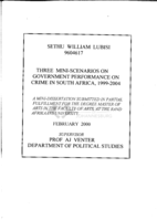 Three mini-scenarios on government performance on crime in South Africa, 1999-2004