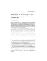 Recent work on the meaning of life