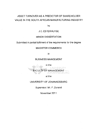 Asset turnover as a predictor of shareholder value in the South African manufacturing industry