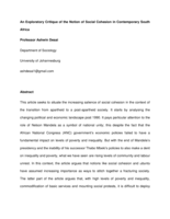 An exploratory critique of the notion of social cohesion in contemporary South Africa