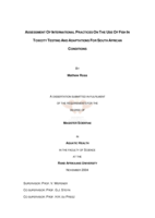Assessment of international practices on the use of fish in toxicity testing and adaptations for South African conditions