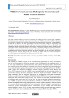 Wildlife use versus local gain : the reciprocity of Conservation and Wildlife Tourism in Zimbabwe
