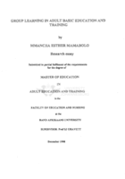 Group learning in adult basic education and training