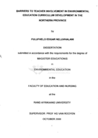Barriers to teacher involvement in environmental education curriculum development in the Northern Province