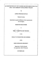 An investigation into the planning and implementation of an adult and community development project