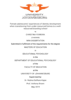 Female adolescents’ experiences of identity development when transitioning from under-resourced homes to a well resourced boarding school