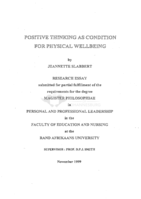 Positive thinking as condition for physical wellbeing