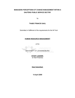 Managers perceptions of change management within a Gauteng public service sector