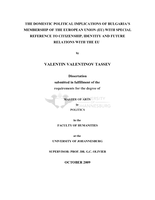 The domestic political implications of Bulgaria's membership of the European Union (EU) with special  reference to citizenship, identity and future relations with the EU