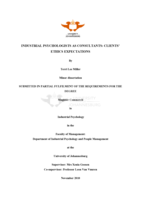 Industrial psychologists as consultants : clients' ethics expectations