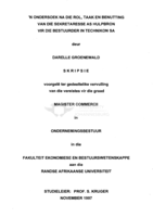 ‘n Ondersoek na die rol, taak en benutting van die sekretaresse as hulpbron vir die bestuurder in Technikon SA
