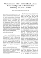 Characterisation of five different South African waste foundry sands to determine their suitability for use in concrete