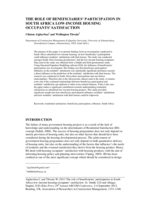 The role of beneficiaries’ participation in South Africa low-income housing occupants’ satisfaction